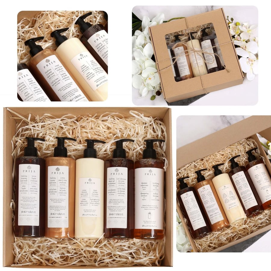 PRIJA Подарочный набор: жидкое мыло, пена для ванны, шампунь для волос, увлажняющий крем, гель для душа 5x380 мл
PRIJA Подарочный набор: жидкое мыло, пена для ванны, шампунь для волос, увлажняющий крем, гель для душа 5x380 мл