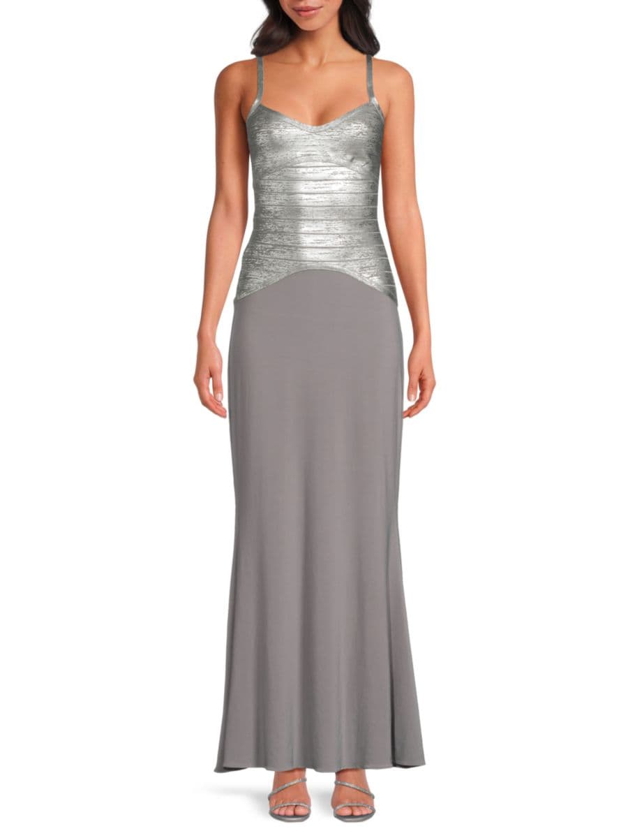 Фиолетовое платье-двойка с V-образным вырезом Иллюзия Hervé Léger, цвет Steel Foil
Фиолетовое платье-двойка с V-образным вырезом Иллюзия Hervé Léger, цвет Steel Foil