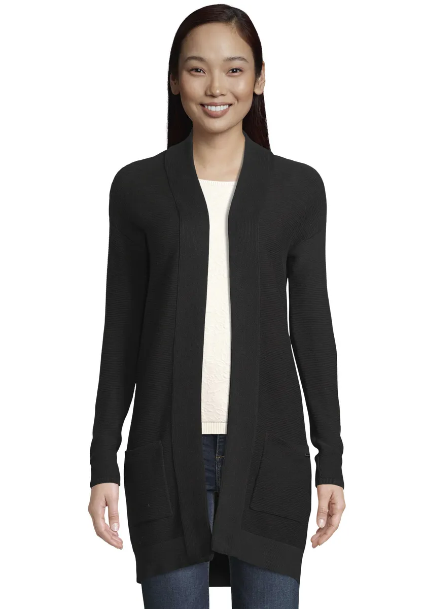 Длинный кардиган TOM TAILOR из ребристой вязки с накладными карманами, черный
Длинный кардиган TOM TAILOR из ребристой вязки с накладными карманами, черный