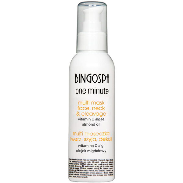 Мультимаска для лица, шеи, декольте с витамином С, водорослями и миндальным маслом, 150 г Bingospa One minute
Мультимаска для лица, шеи, декольте с витамином С, водорослями и миндальным маслом, 150 г Bingospa One minute