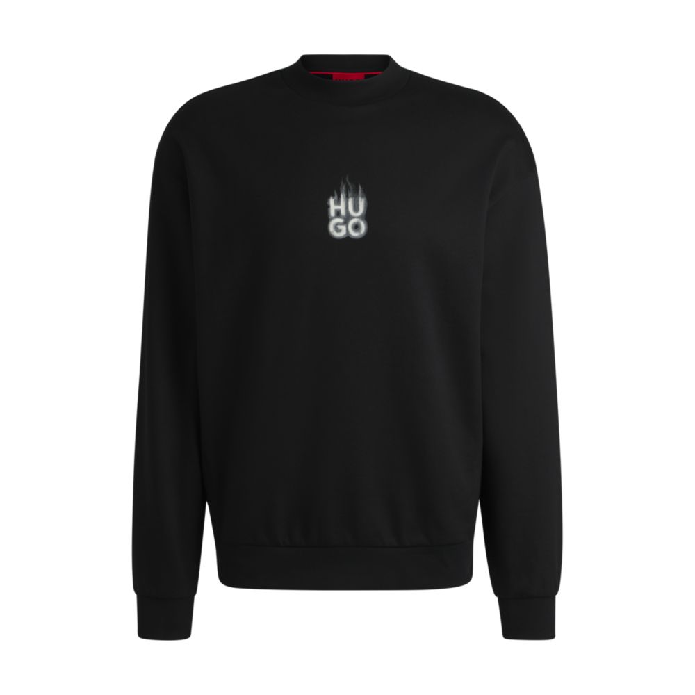 Свитшот из хлопчатобумажной махры с многослойным принтом логотипа в виде дыма HUGO, черный
Свитшот из хлопчатобумажной махры с многослойным принтом логотипа в виде дыма HUGO, черный