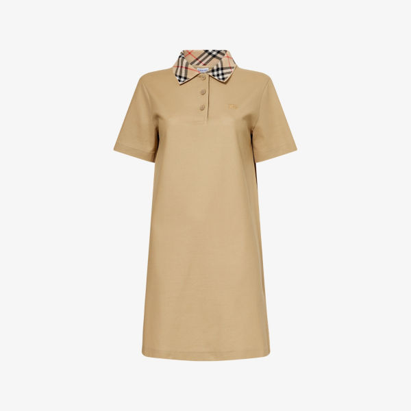 Платье Burberry с короткими рукавами и клетчатым воротником, бежевый
Платье Burberry с короткими рукавами и клетчатым воротником, бежевый