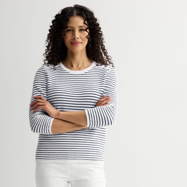 Женский фактурный пуловер с пуговицами на плече Croft & Barrow, цвет navy white stripe
Женский фактурный пуловер с пуговицами на плече Croft & Barrow, цвет navy white stripe