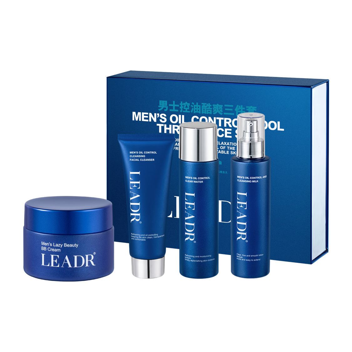 Мужской набор для ухода за кожей против жирного блеска и освежения освежающий и контролирующий жирность комплект из трех предметов LEADR
Мужской набор для ухода за кожей против жирного блеска и освежения освежающий и контролирующий жирность комплект из трех предметов LEADR