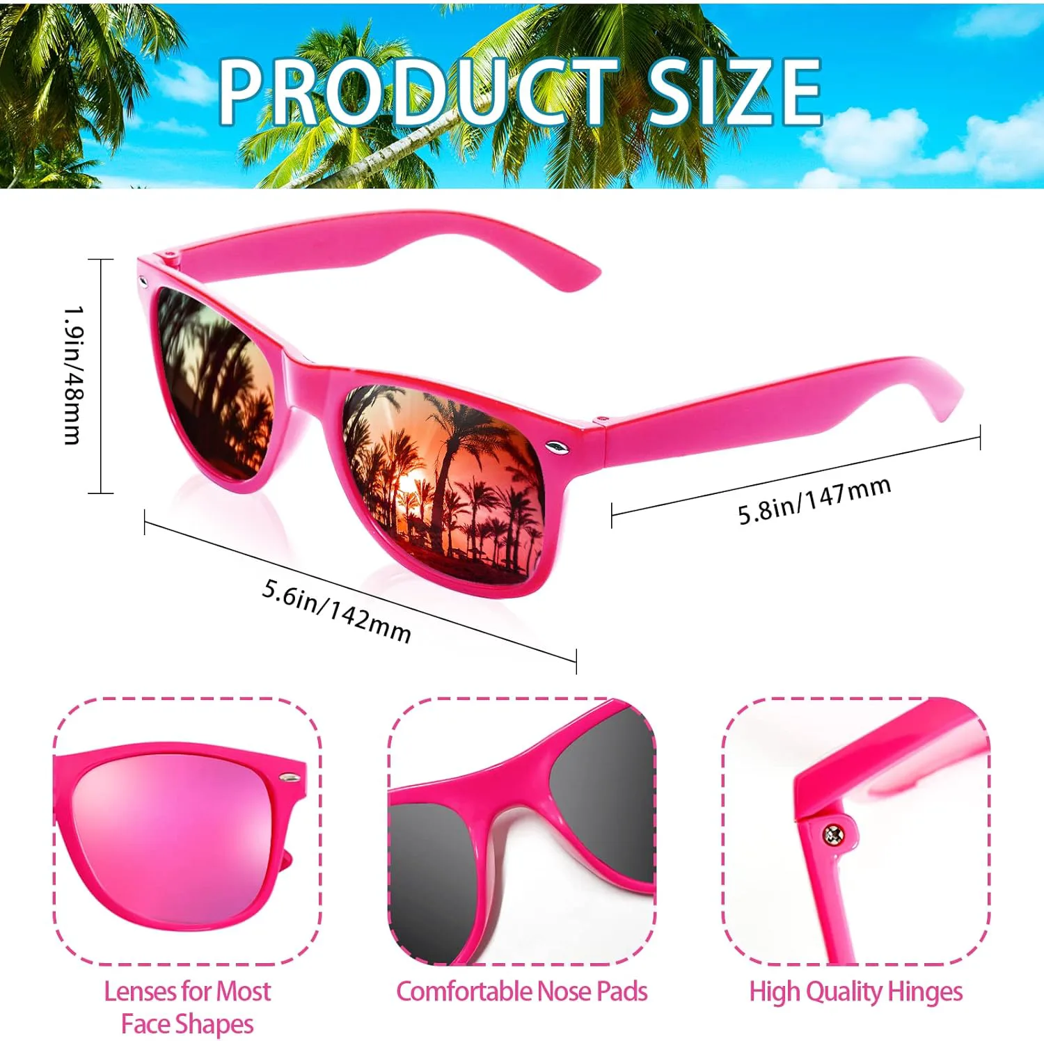 Солнцезащитные очки Matcheck 10/18, неоновые, для вечеринок, с зеркальными линзами, цветные, ретро, оптом, для взрослых и подростков (унисекс), Solid Color Frame-18
Солнцезащитные очки Matcheck 10/18, неоновые, для вечеринок, с зеркальными линзами, цветные, ретро, оптом, для взрослых и подростков (унисекс), Solid Color Frame-18