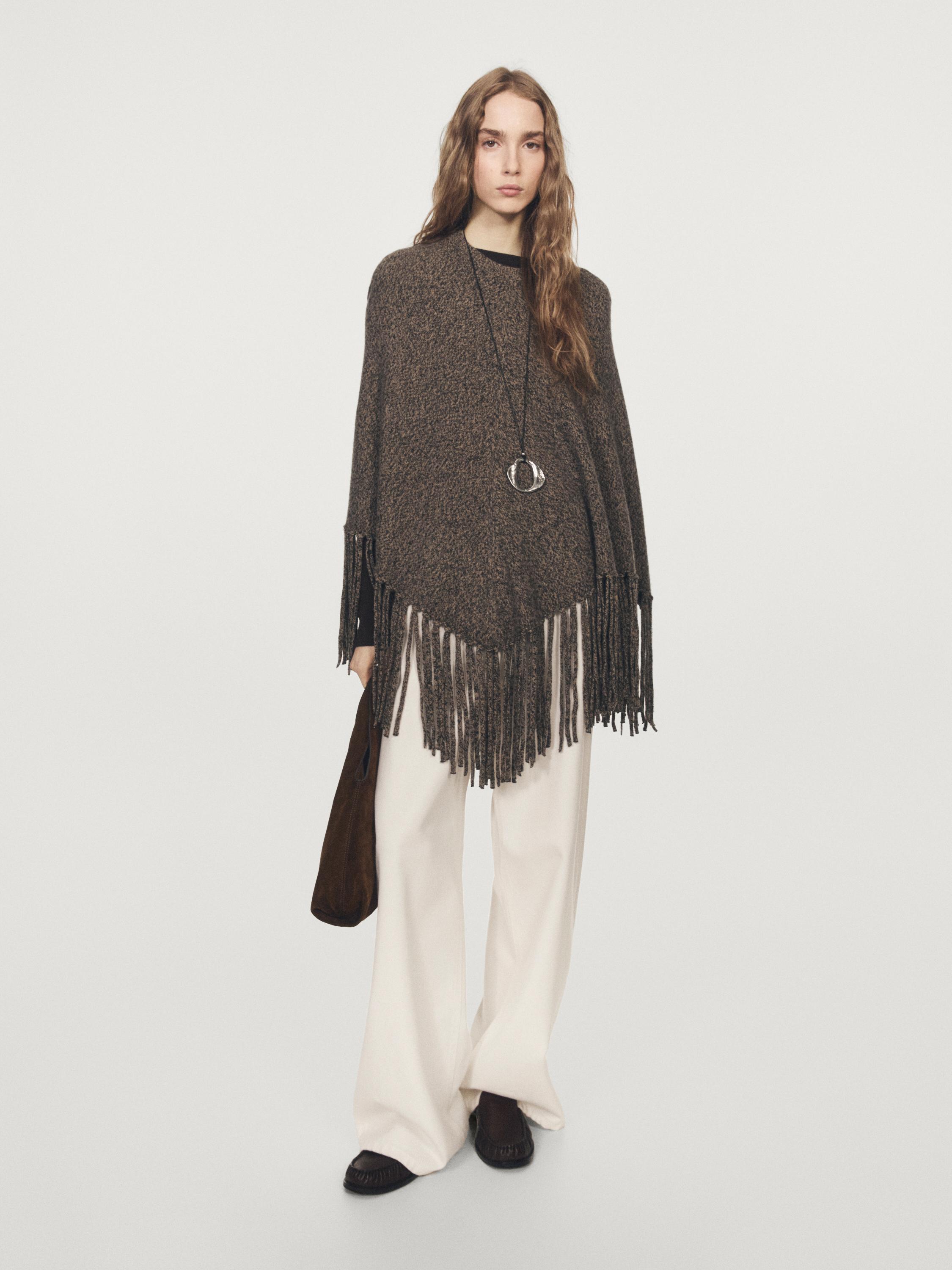 Вязаная накидка из смесовой шерсти mouliné с бахромой Massimo Dutti, brown marl
Вязаная накидка из смесовой шерсти mouliné с бахромой Massimo Dutti, brown marl
