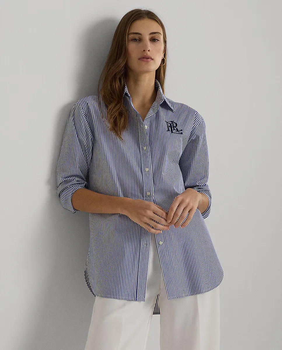 Женская хлопковая рубашка с полосатым принтом Lauren Ralph Lauren, темно-синий
Женская хлопковая рубашка с полосатым принтом Lauren Ralph Lauren, темно-синий