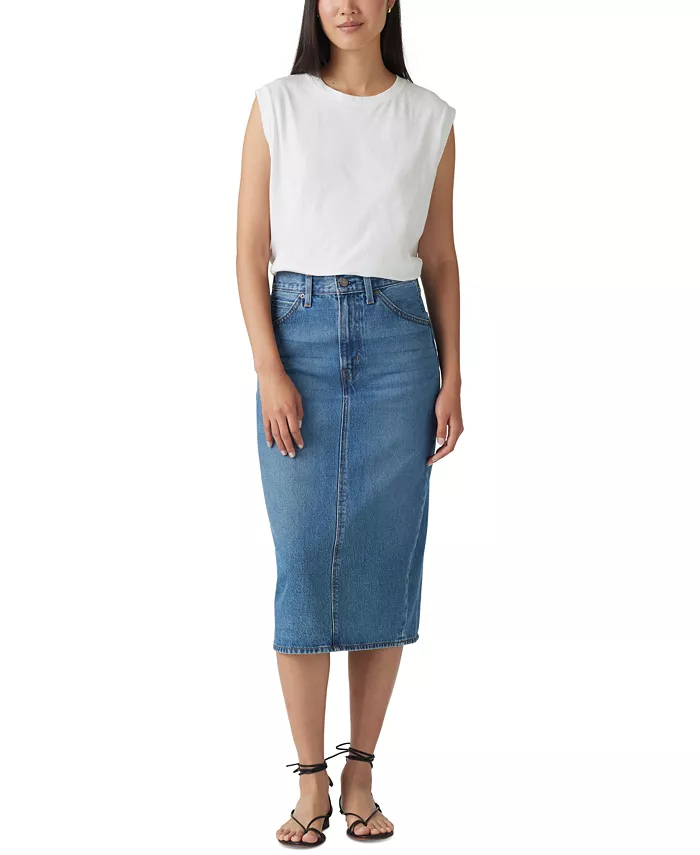 Женская джинсовая юбка с высокой талией и разрезом сзади из хлопка Levi's, синий
Женская джинсовая юбка с высокой талией и разрезом сзади из хлопка Levi's, синий