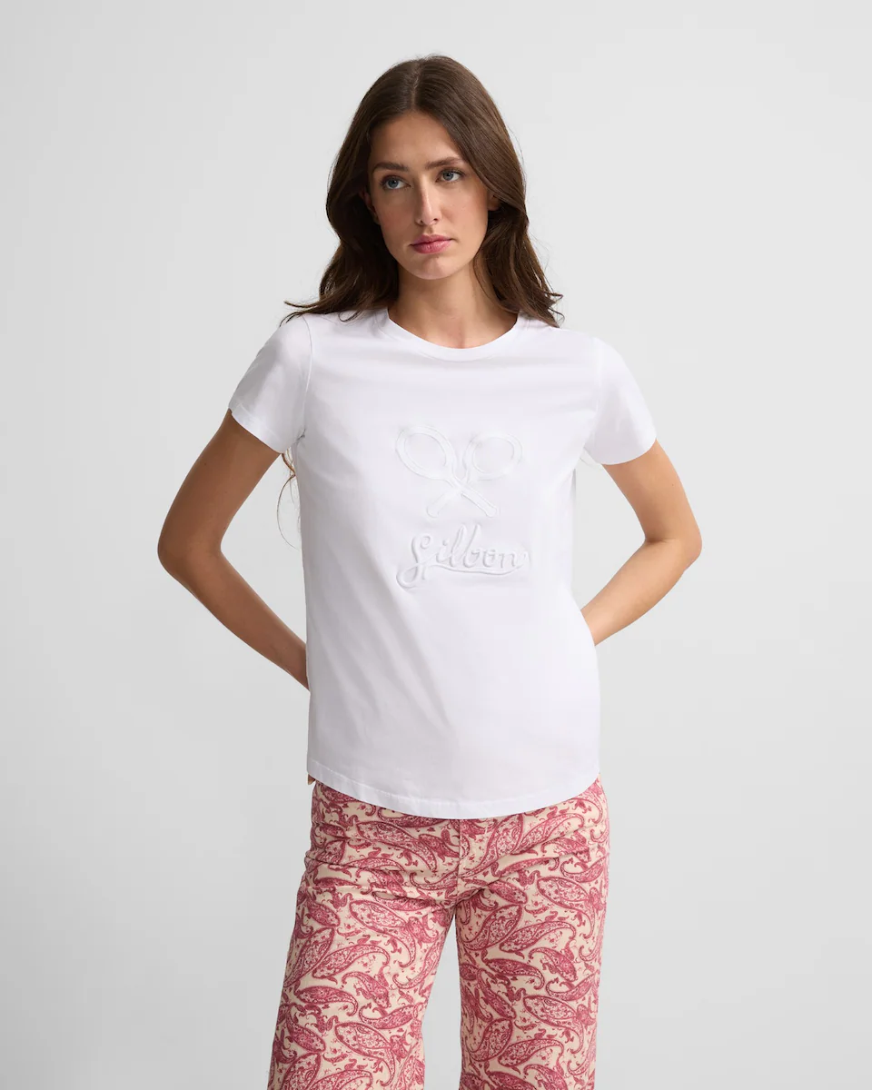 Классическая женская футболка с 3D-логотипом Silbon, белый
Классическая женская футболка с 3D-логотипом Silbon, белый