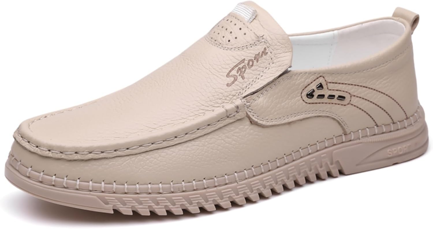 Мужские ручной работы кожаные лоферы без шнурков, повседневные легкие мягкие нескользящие туфли для ходьбы, вождения и работы в офисе Khwfjas, слоновая кость
Мужские ручной работы кожаные лоферы без шнурков, повседневные легкие мягкие нескользящие туфли для ходьбы, вождения и работы в офисе Khwfjas, слоновая кость