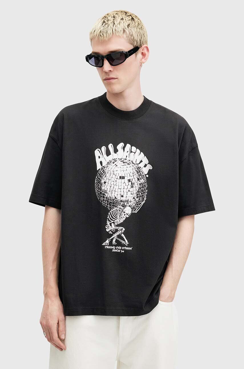 Хлопковая футболка AllSaints BURDEN, черный 
Хлопковая футболка AllSaints BURDEN, черный