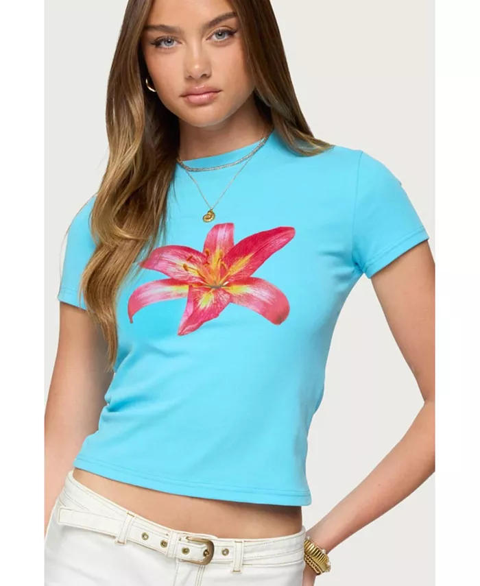 Женская футболка с изображением лилейника Edikted, синий
Женская футболка с изображением лилейника Edikted, синий
