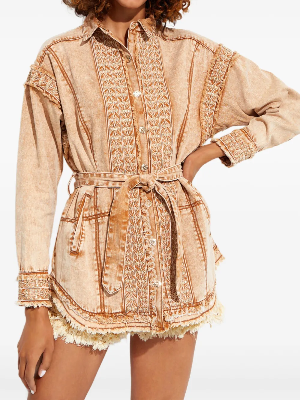 Джинсовая рубашка-куртка с вышивкой Ixiah, коричневый
Джинсовая рубашка-куртка с вышивкой Ixiah, коричневый