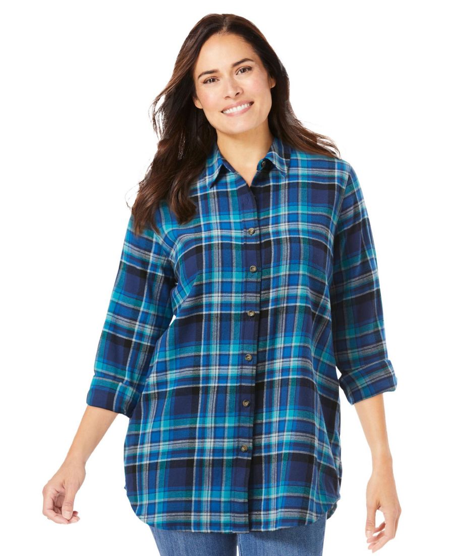 Классическая фланелевая рубашка больших размеров Woman Within, Bright cobalt plaid
Классическая фланелевая рубашка больших размеров Woman Within, Bright cobalt plaid