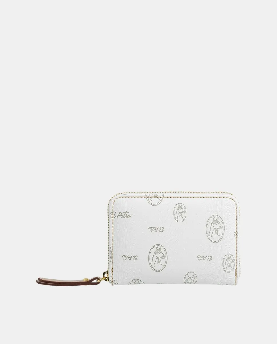 Маленький коричневый кошелек из кожи и холста El Potro, белый
Маленький коричневый кошелек из кожи и холста El Potro, белый