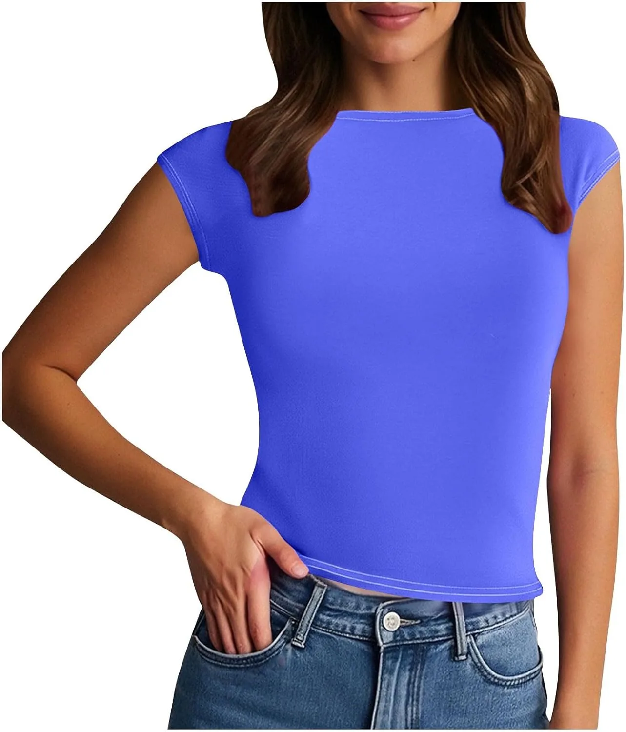 Женская летняя футболка Casual с коротким рукавом и круглым вырезом
Женская летняя футболка Casual с коротким рукавом и круглым вырезом