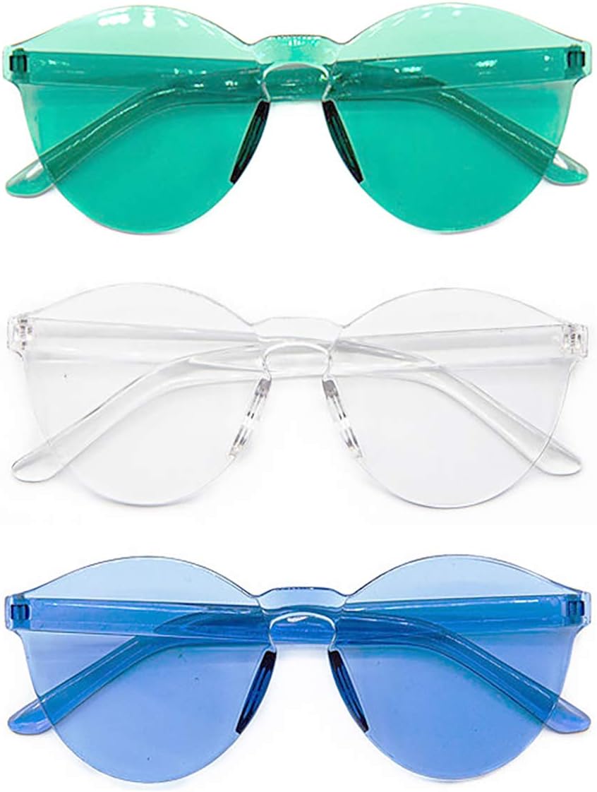 Набор из 3 стильных, красочных, современных солнцезащитных очков без пластиковой оправы для вечеринок с защитой от УФ-излучения UV 400 Stephanie Imports, Clear, Blue & Green Modern
Набор из 3 стильных, красочных, современных солнцезащитных очков без пластиковой оправы для вечеринок с защитой от УФ-излучения UV 400 Stephanie Imports, Clear, Blue & Green Modern