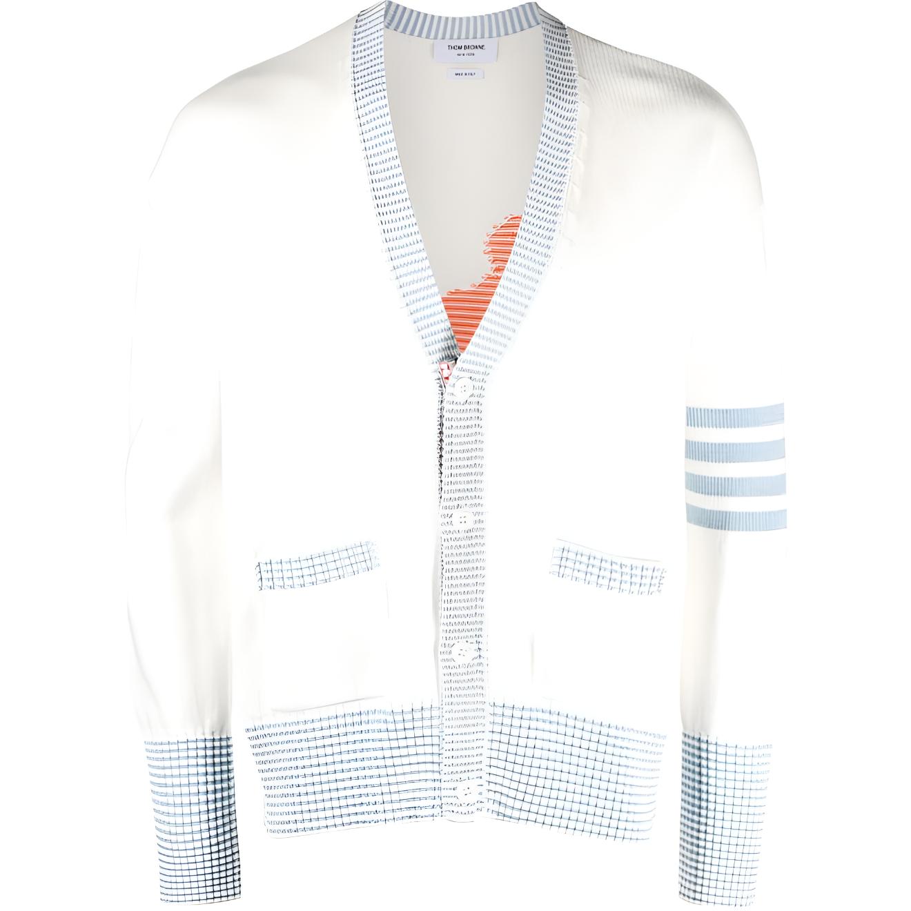 THOM BROWNE Кардиган мужской V-образный вырез 4 планки хлопок белый
THOM BROWNE Кардиган мужской V-образный вырез 4 планки хлопок белый