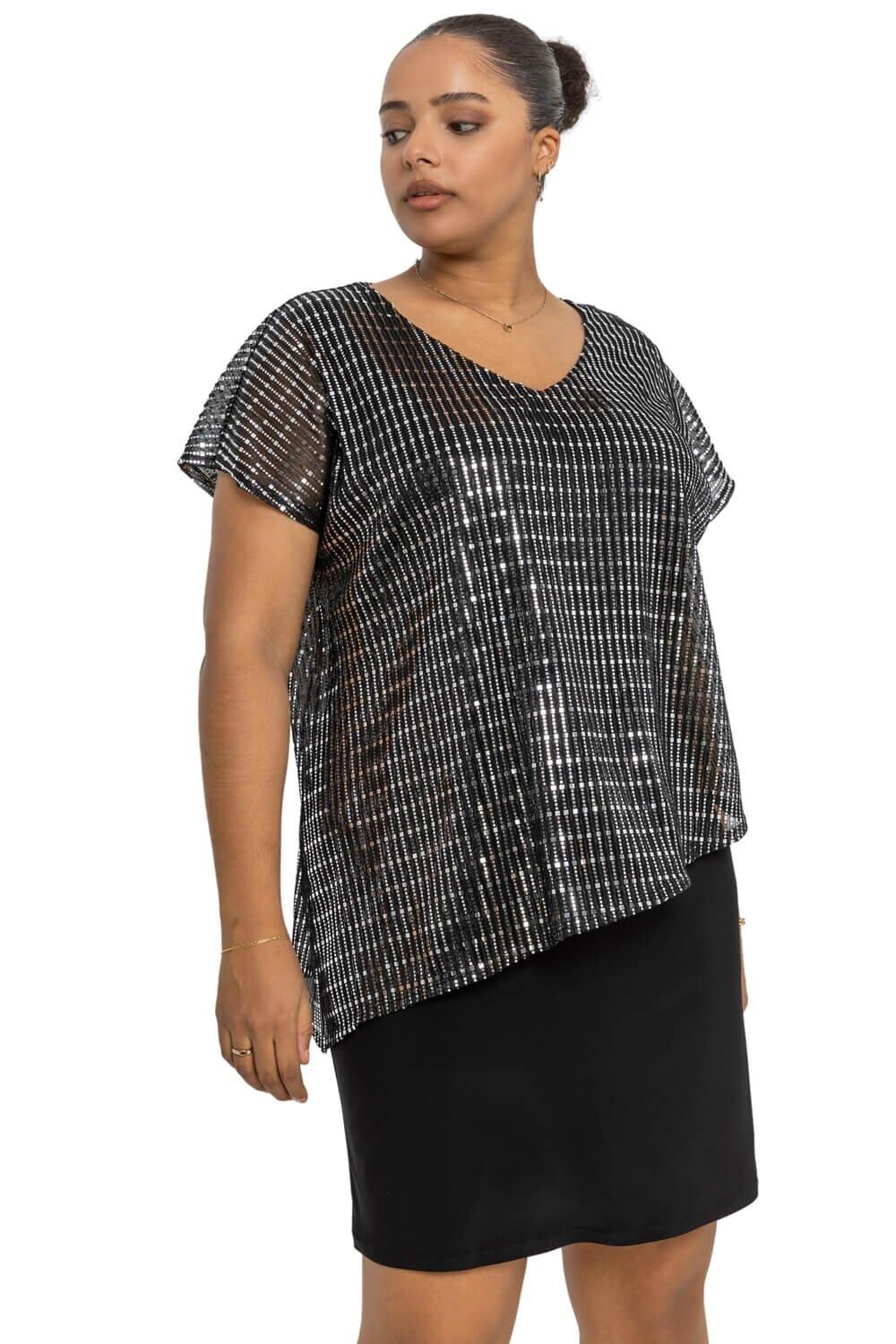 Асимметричное платье Curve с блестящими накладками Roman, серый