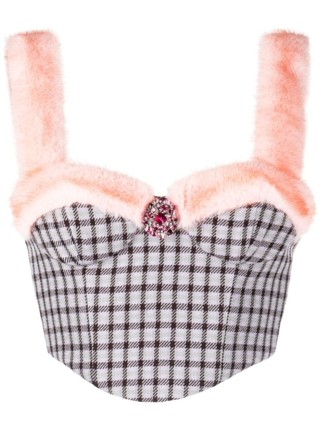 AREA топ-бюстье с кристаллами и искусственным мехом, фиолетовый 
AREA топ-бюстье с кристаллами и искусственным мехом, фиолетовый