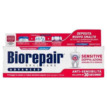 Зубная паста Advanced Sensitive двойного действия для чувствительных зубов и десен Biorepair
Зубная паста Advanced Sensitive двойного действия для чувствительных зубов и десен Biorepair