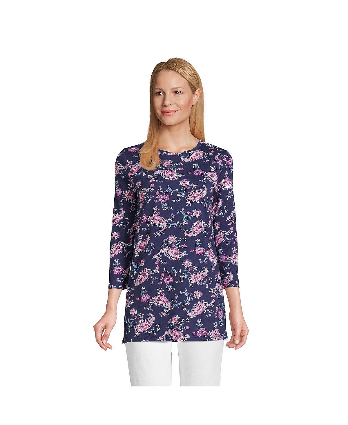 Женская хлопковая туника с круглым вырезом Supima с рукавом 3/4 Lands' End
Женская хлопковая туника с круглым вырезом Supima с рукавом 3/4 Lands' End