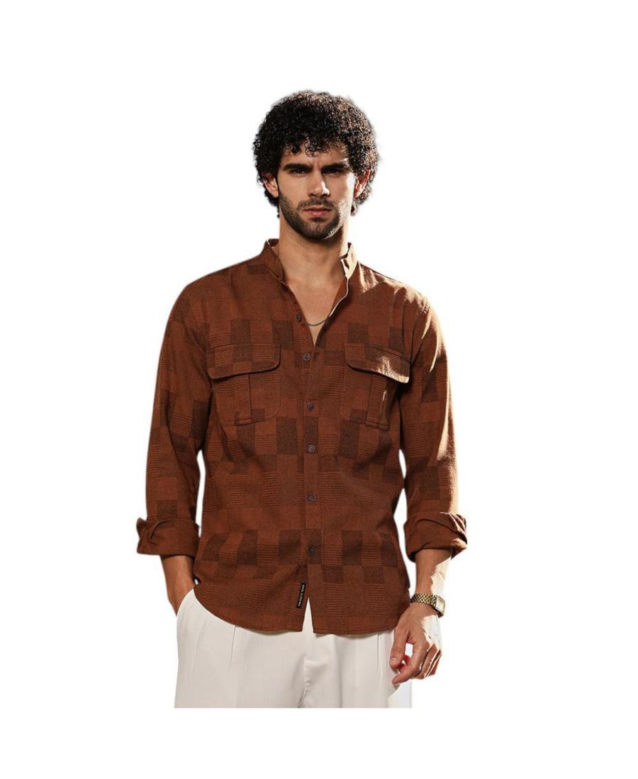 Мужская рубашка в стиле мандарин рыжевато-коричневого цвета Campus Sutra, Brown
Мужская рубашка в стиле мандарин рыжевато-коричневого цвета Campus Sutra, Brown