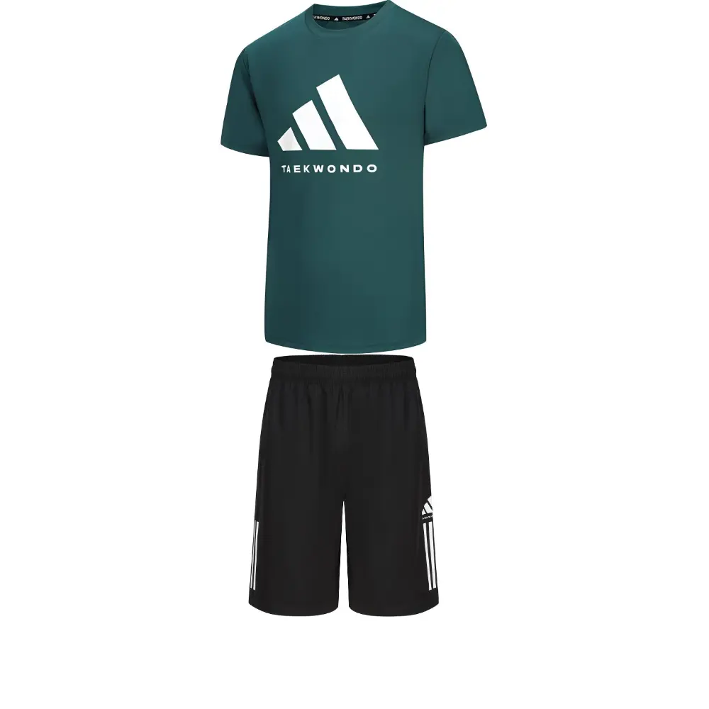 Adidas Мужской спортивный костюм Taekwondo Casual: зеленая футболка с коротким рукавом + черные шорты
Adidas Мужской спортивный костюм Taekwondo Casual: зеленая футболка с коротким рукавом + черные шорты