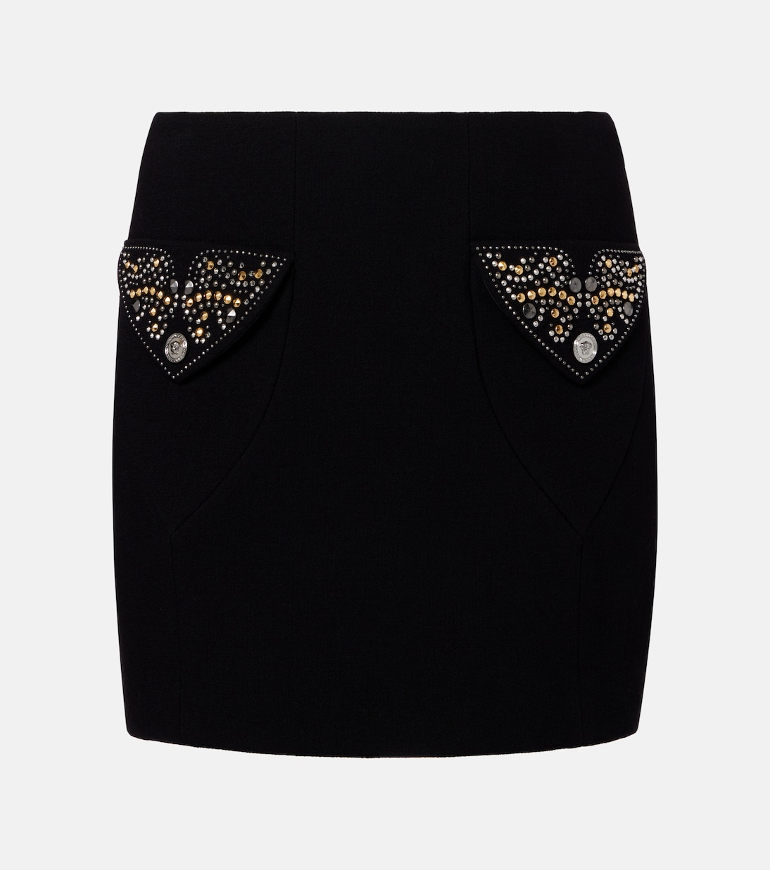 Мини-юбка из крепа из натуральной шерсти Versace, черный
Мини-юбка из крепа из натуральной шерсти Versace, черный