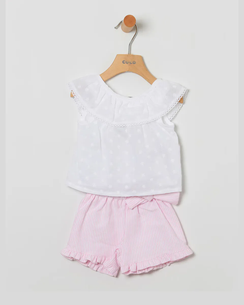 Комплект блузки для малышки с рюшами и полосатыми шортами Coco Acqua, цвет Rosa
Комплект блузки для малышки с рюшами и полосатыми шортами Coco Acqua, цвет Rosa