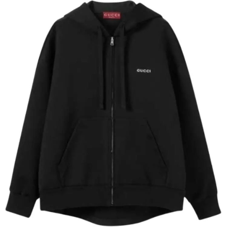 Хлопковый худи на молнии GUCCI, черный
Хлопковый худи на молнии GUCCI, черный