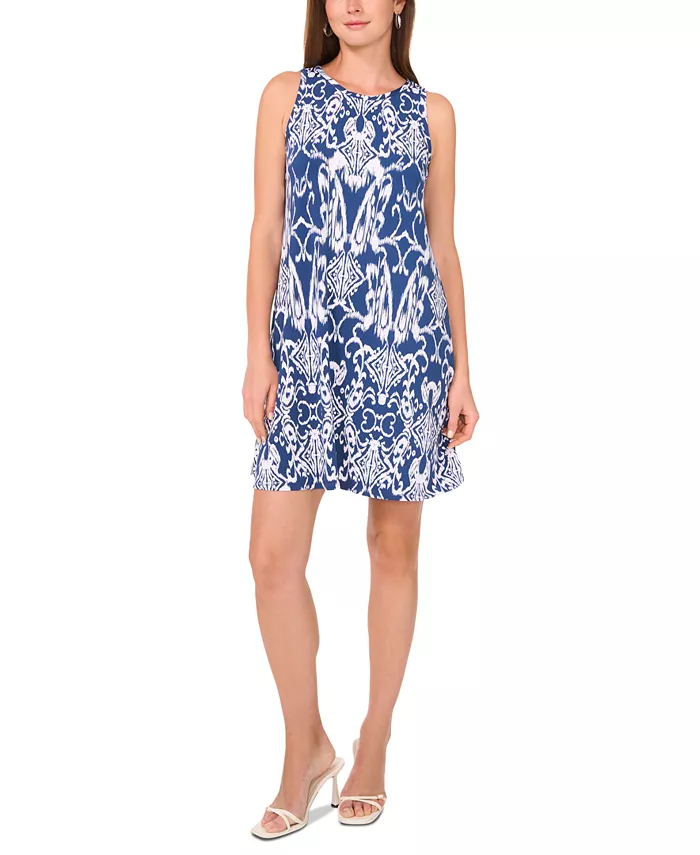 Женское бесшовное платье-колокол с принтом без рукавов MSK, синий 
Женское бесшовное платье-колокол с принтом без рукавов MSK, синий