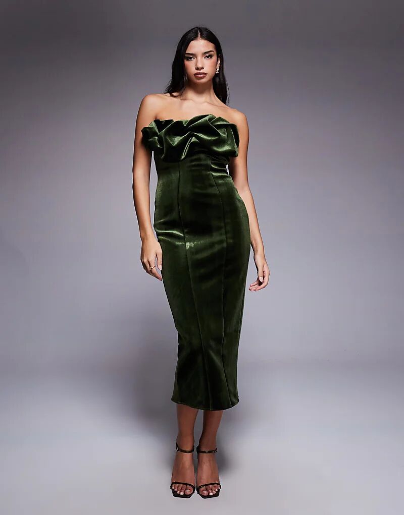 Платье-бандо миди ASOS DESIGN из бархата с лифом-бандо и оборками в цвете хаки
Платье-бандо миди ASOS DESIGN из бархата с лифом-бандо и оборками в цвете хаки