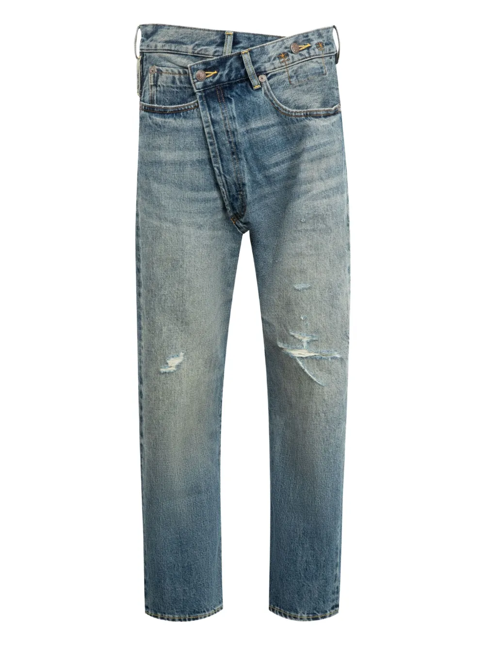 Джинсы с перекрестной застежкой и эффектом потертости R13, синий
Джинсы с перекрестной застежкой и эффектом потертости R13, синий