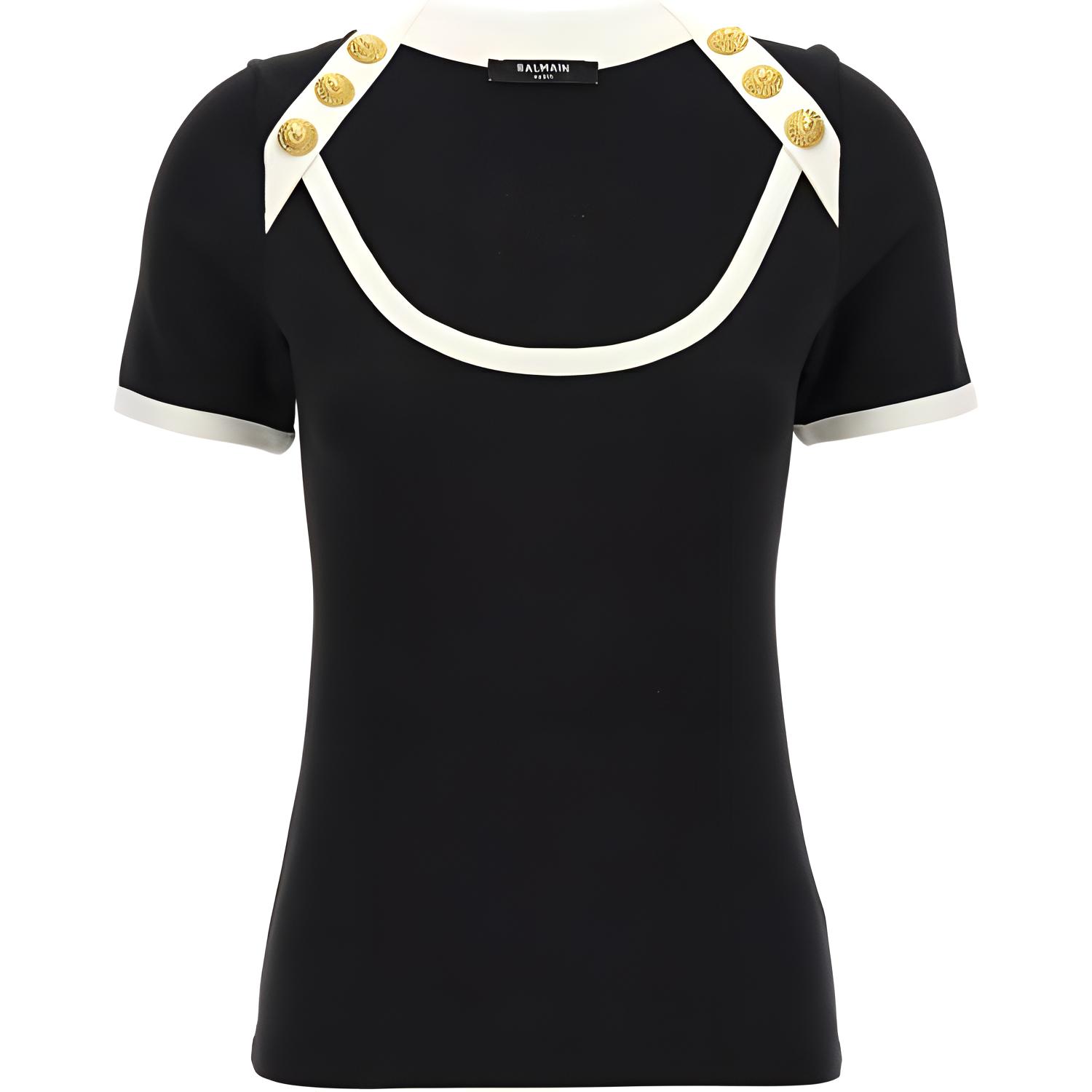 Футболка с контрастными вставками и пуговицами BALMAIN, черный
Футболка с контрастными вставками и пуговицами BALMAIN, черный