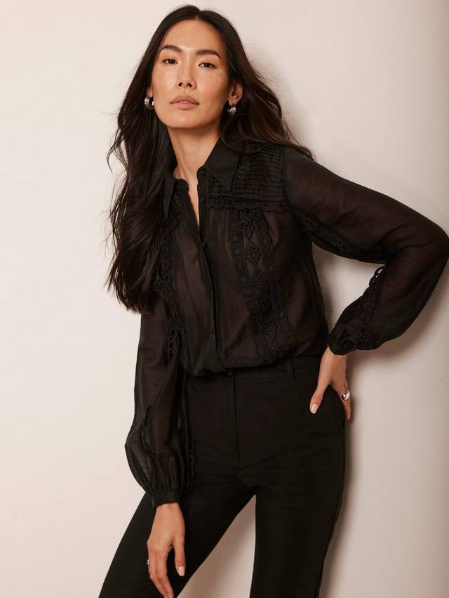 Рубашка с отделкой в тонкую полоску Mint Velvet, черный
Рубашка с отделкой в тонкую полоску Mint Velvet, черный