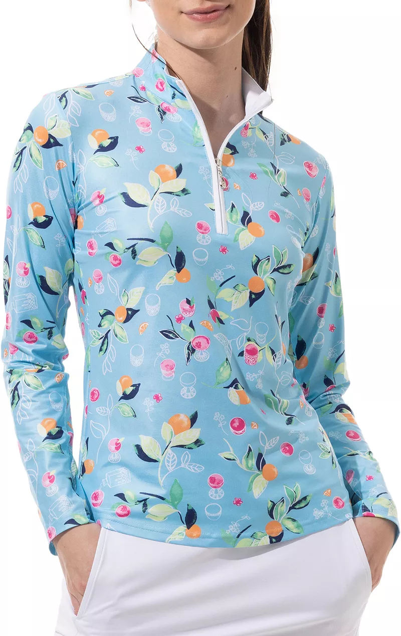 Женский пуловер для гольфа SanSoleil с длинными рукавами и молнией 1/4 с принтом и охлаждающей функцией, цвет Sun Kissed
Женский пуловер для гольфа SanSoleil с длинными рукавами и молнией 1/4 с принтом и охлаждающей функцией, цвет Sun Kissed