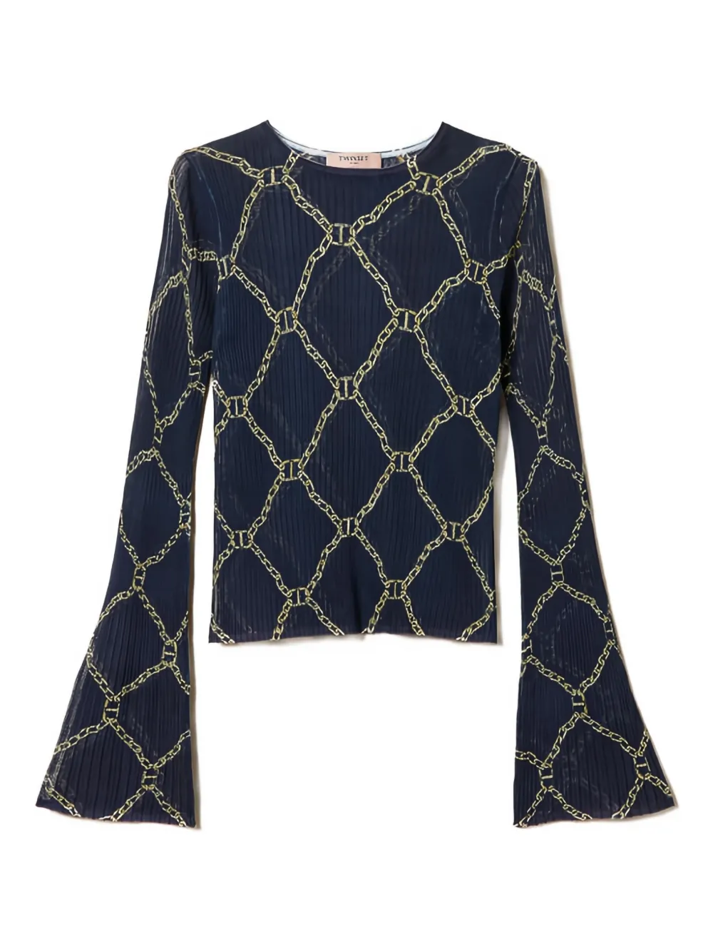 Свитер с принтом в виде цепей и расклешенными рукавами Twinset, синий
Свитер с принтом в виде цепей и расклешенными рукавами Twinset, синий