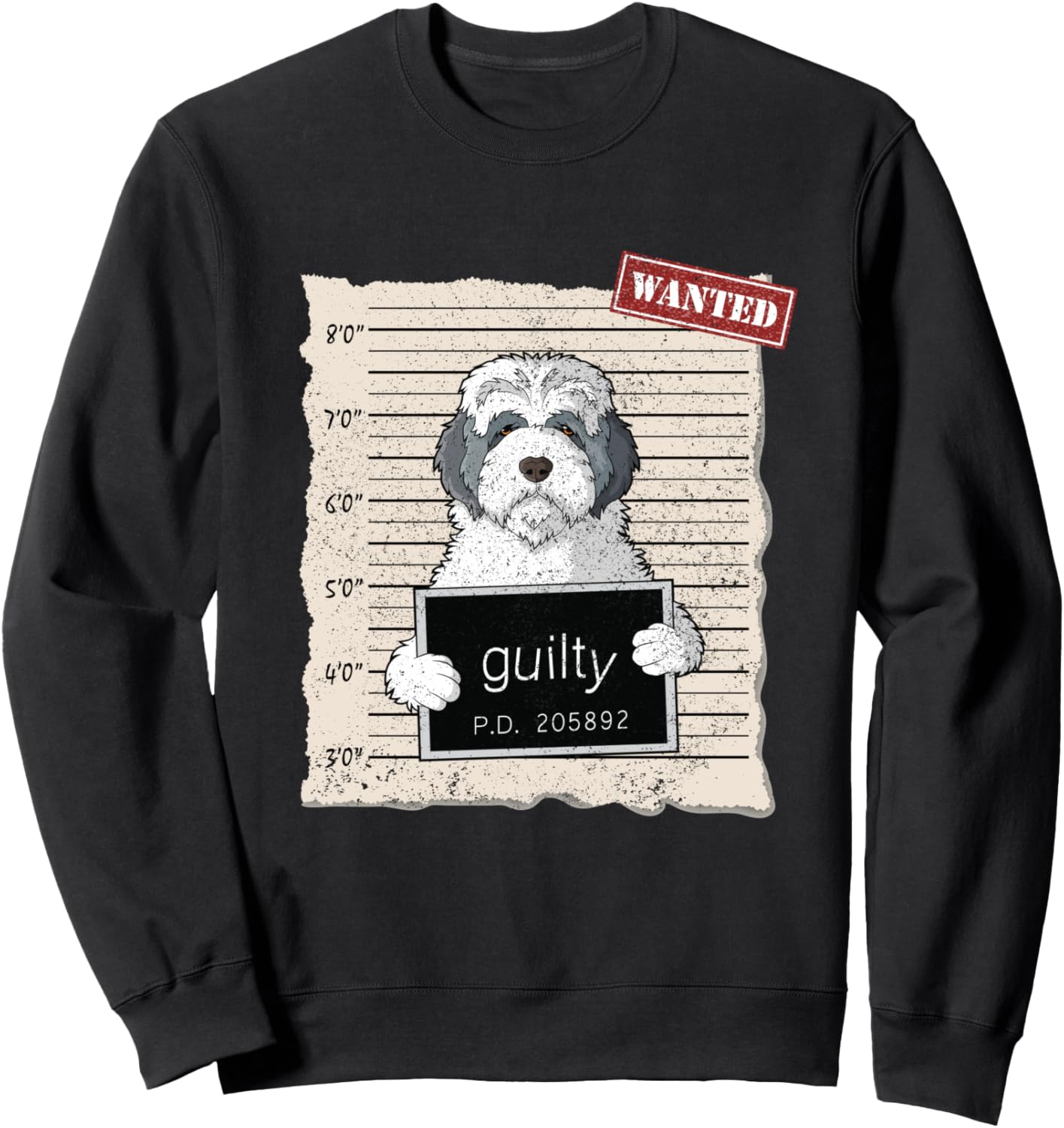 Толстовка с изображением староанглийской овчарки и надписью Guilty Dog Bad Dog Mug Shot Old English Sheepdog, черный
Толстовка с изображением староанглийской овчарки и надписью Guilty Dog Bad Dog Mug Shot Old English Sheepdog, черный