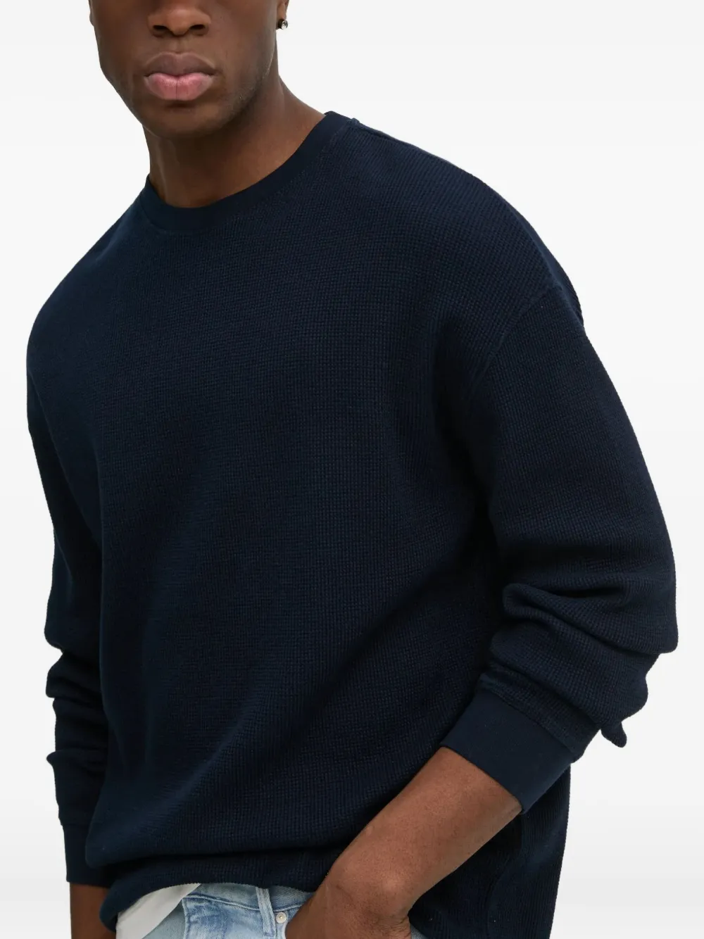 Джемпер с вафельной вязкой и круглым вырезом American Vintage, синий
Джемпер с вафельной вязкой и круглым вырезом American Vintage, синий