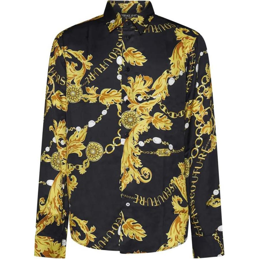 Цепная вышивка принтованная рубашка с пуговицами VERSACE JEANS, черный
Цепная вышивка принтованная рубашка с пуговицами VERSACE JEANS, черный