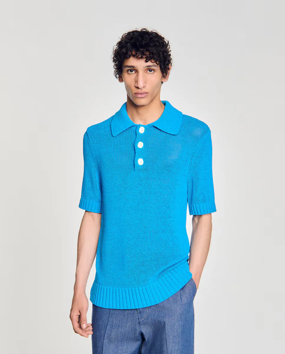 Мужская трикотажная рубашка поло Sandro, синий
Мужская трикотажная рубашка поло Sandro, синий