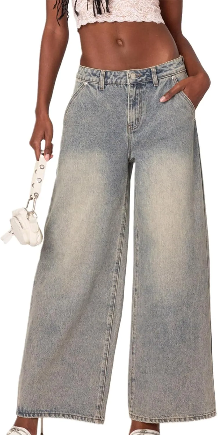 Женские джинсы-бойфренды в стиле Y2K: мешковатые, с низкой посадкой и прямыми штанинами Pivanzore
Женские джинсы-бойфренды в стиле Y2K: мешковатые, с низкой посадкой и прямыми штанинами Pivanzore