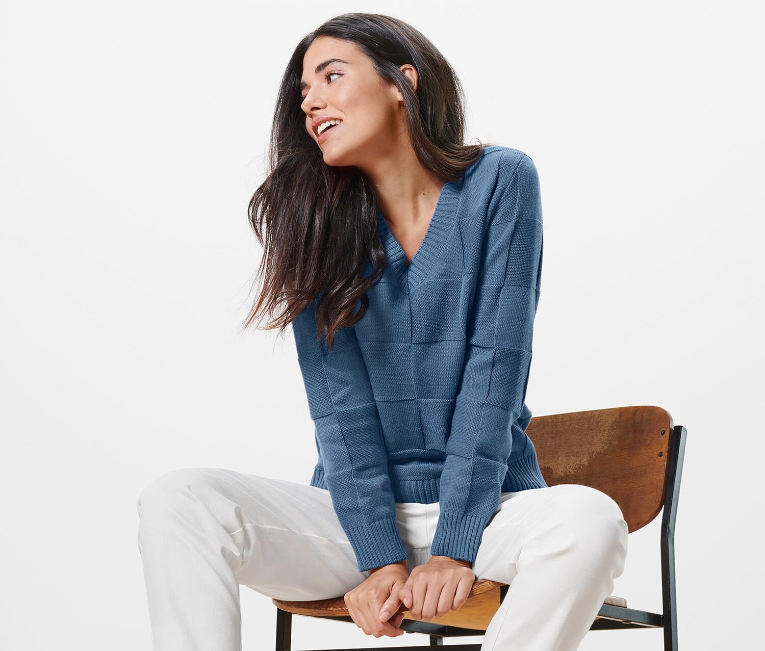 Свитер клетчатой структуры Tchibo, синий
Свитер клетчатой структуры Tchibo, синий