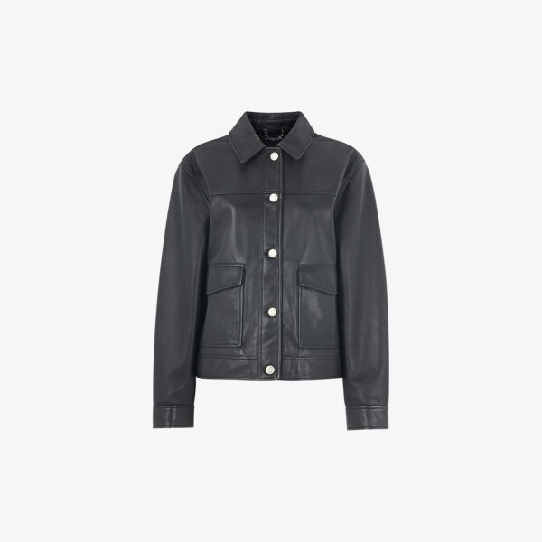 Кожаная рубашка Natia с накладными карманами Whistles, черный
Кожаная рубашка Natia с накладными карманами Whistles, черный