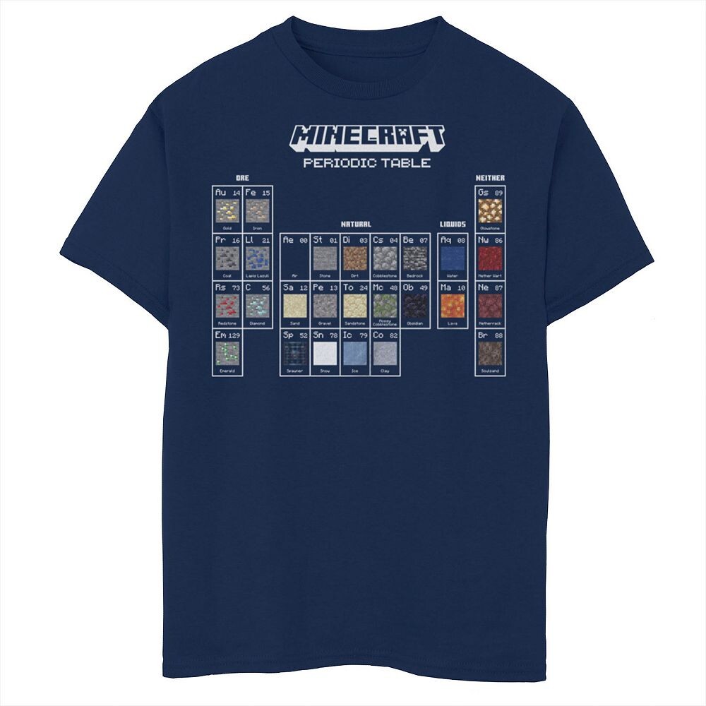 Футболка с графикой Minecraft для мальчиков «Периодическая таблица Менделеева» Licensed Character, темно-синий 
Футболка с графикой Minecraft для мальчиков «Периодическая таблица Менделеева» Licensed Character, темно-синий
