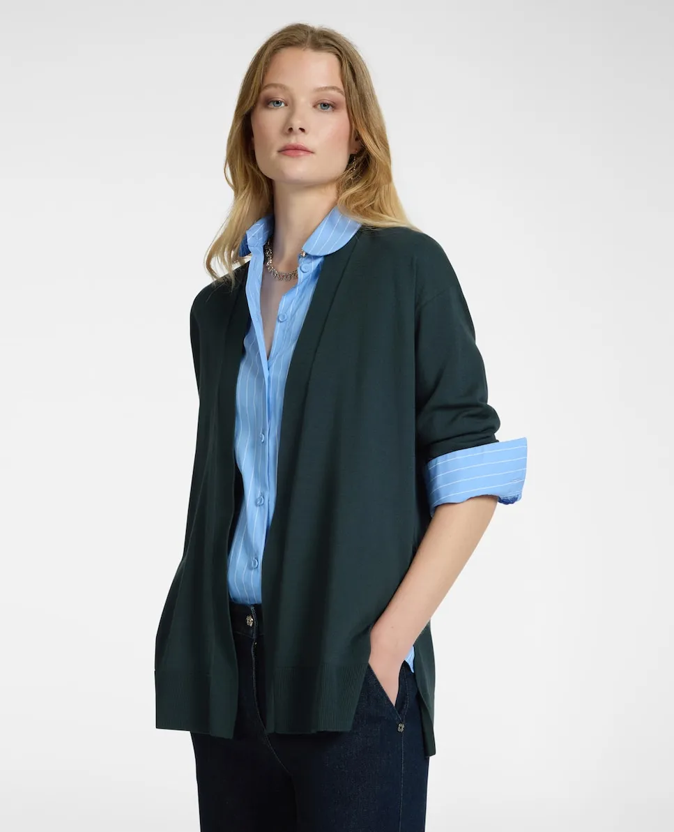 Женский длинный кардиган с открытой передней частью Elena Miró, темно-зеленый
Женский длинный кардиган с открытой передней частью Elena Miró, темно-зеленый