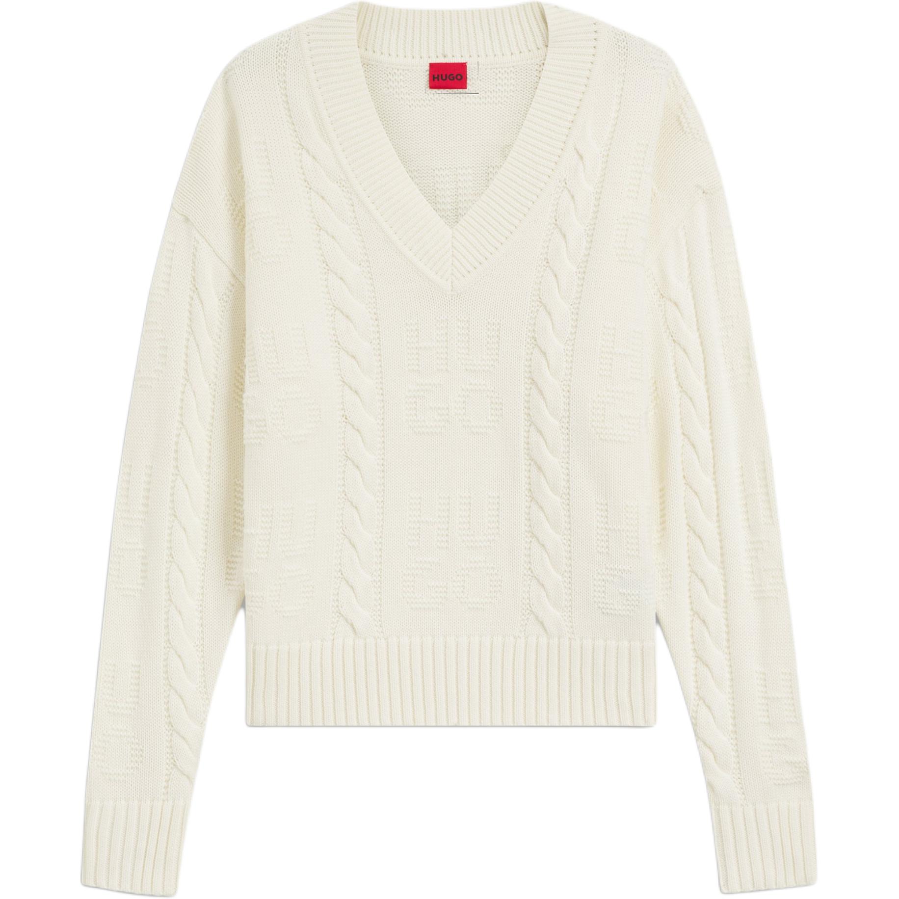 Вязаный свитер с V-образным вырезом HUGO BOSS, бежевый
Вязаный свитер с V-образным вырезом HUGO BOSS, бежевый