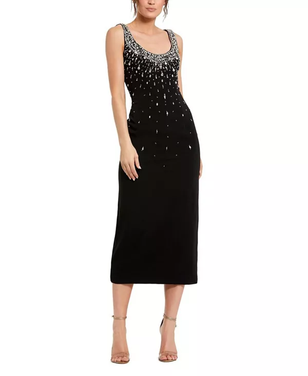 Платье-Миди без рукавов из крепа с вырезом-лодочкой, расшитое бисером. Mac Duggal, черный
Платье-Миди без рукавов из крепа с вырезом-лодочкой, расшитое бисером. Mac Duggal, черный