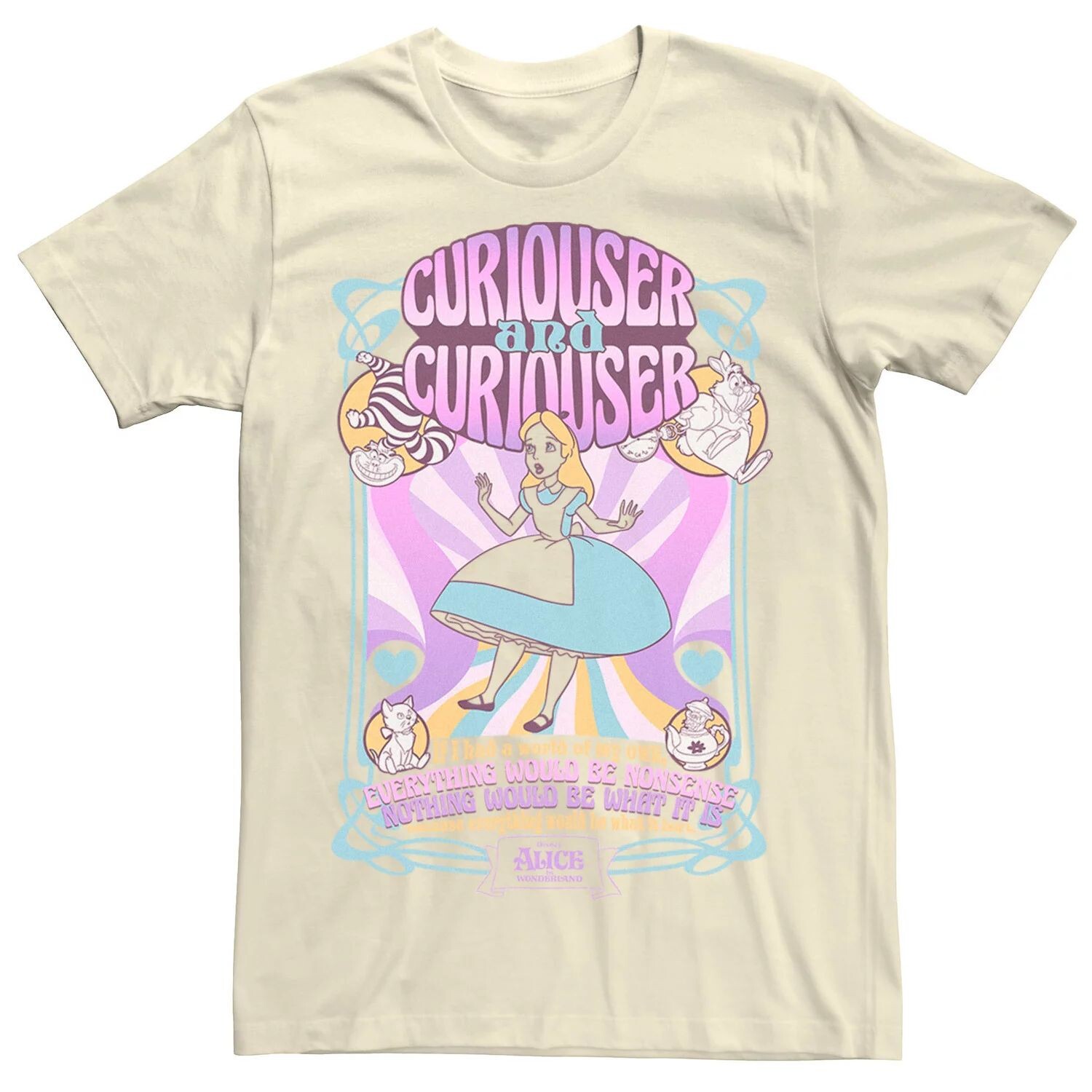 Мужская футболка с постером в психоделическом стиле «Алиса в стране чудес» в стиле модерн Disney
Мужская футболка с постером в психоделическом стиле «Алиса в стране чудес» в стиле модерн Disney